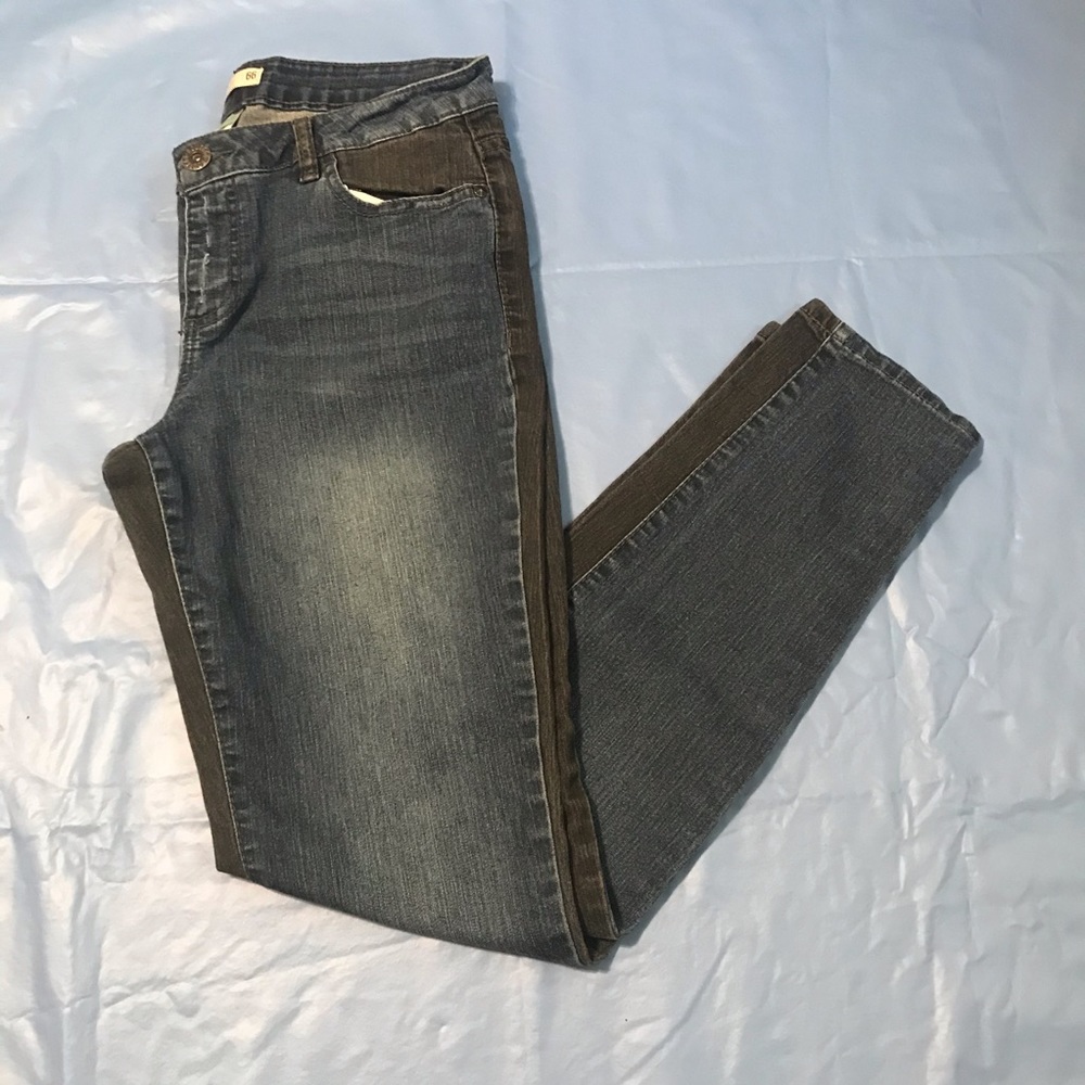 Route 66 Two Tone Colorblock Wash Skinny Jeans
